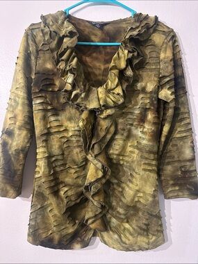 Vintage Y2K Sheer Mesh Top Fairy Grunge Tie Dye Boho Women's Blouse Sz S/P